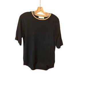 Michael Kors Women's Sz XS Sweater Top Short Sleeve Black Gold New Without Tags